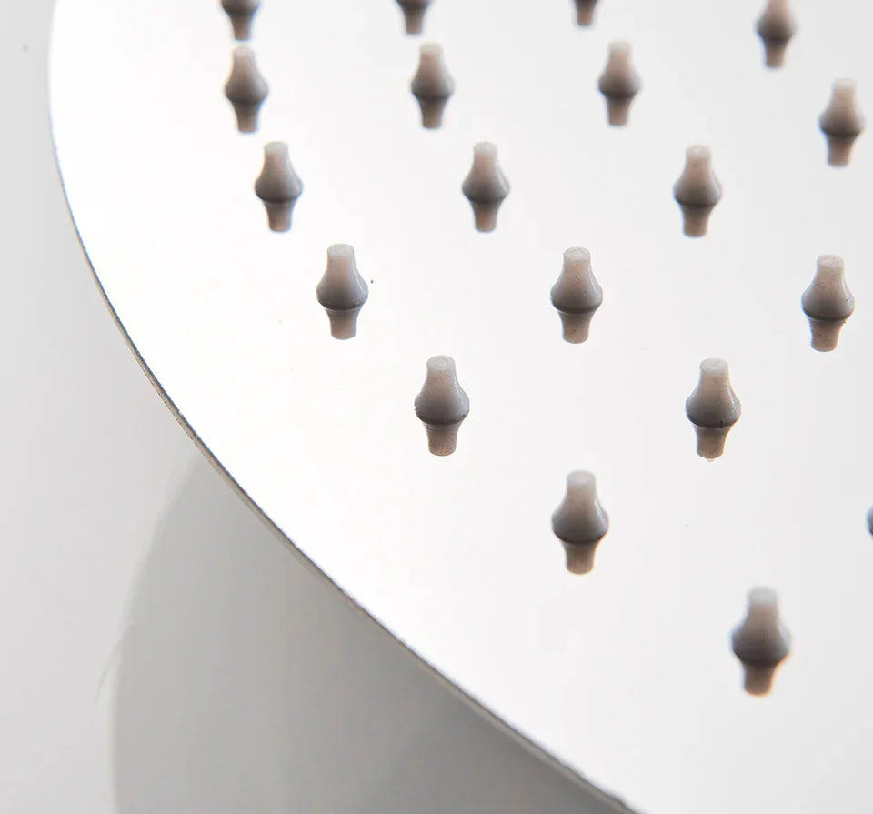 رأس دش دائري DecorBites™ مقاس 16 بوصة، مصنوع من الفولاذ المقاوم للصدأ، فائق النحافة، مطلي بالكروم