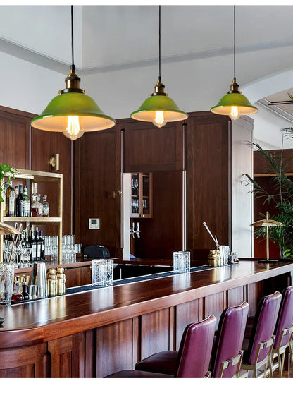 DecorBites™ Green Glass Art Pendant Lamp: Nostalgic Industrial Style for Restaurant, Bar, and Coffee Shop