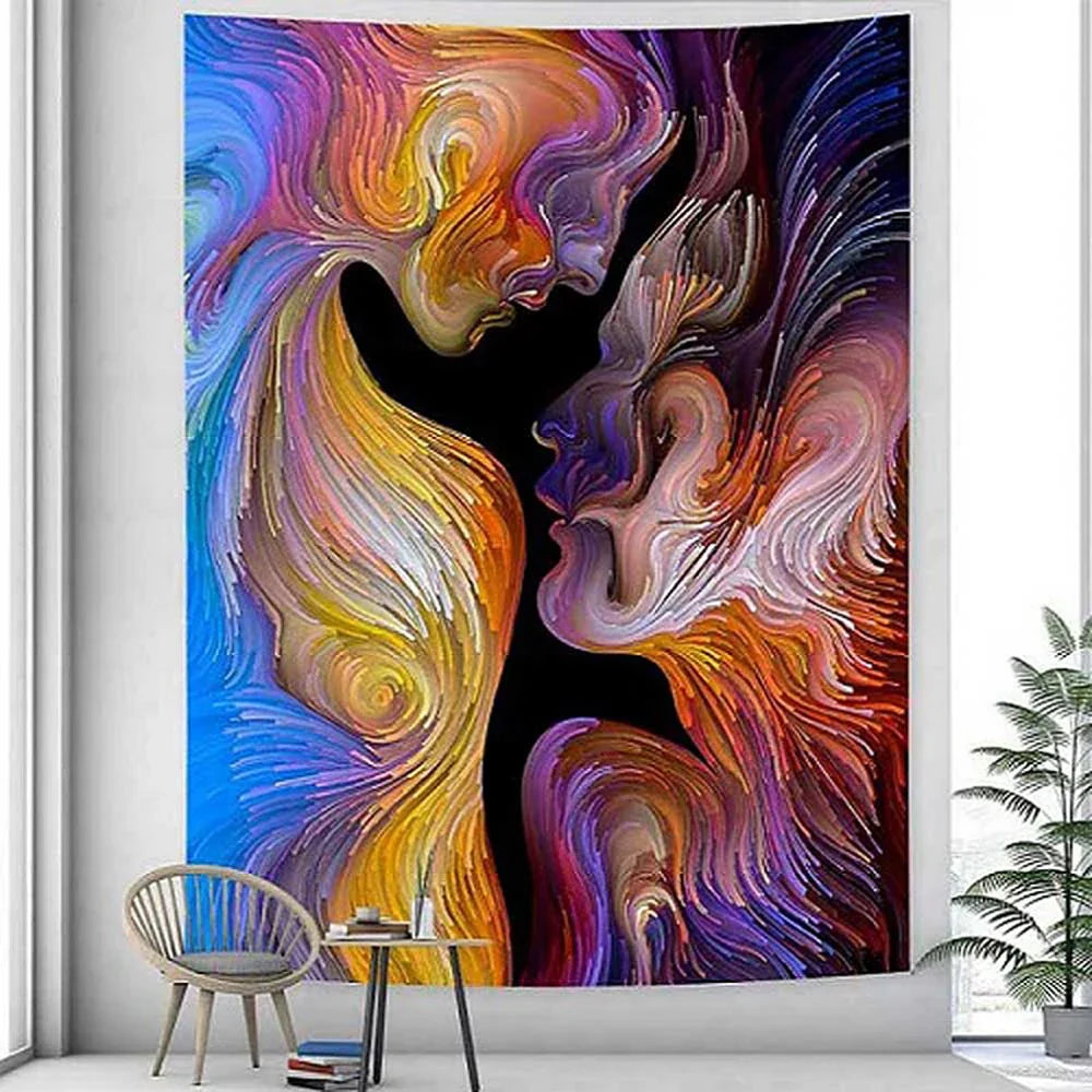 Decobites Psychedelic Abstract Couple Art Tapestry Hippie Bohemian Home Decor