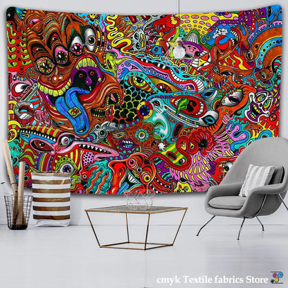 Decobites Trippy Tapestry Hippie Wall Hanging for Witchcraft Decor