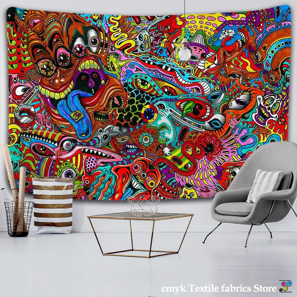 Decobites Mandela Psychedelic Wall Tapestry - Hippie Home Decor & Yoga Throw