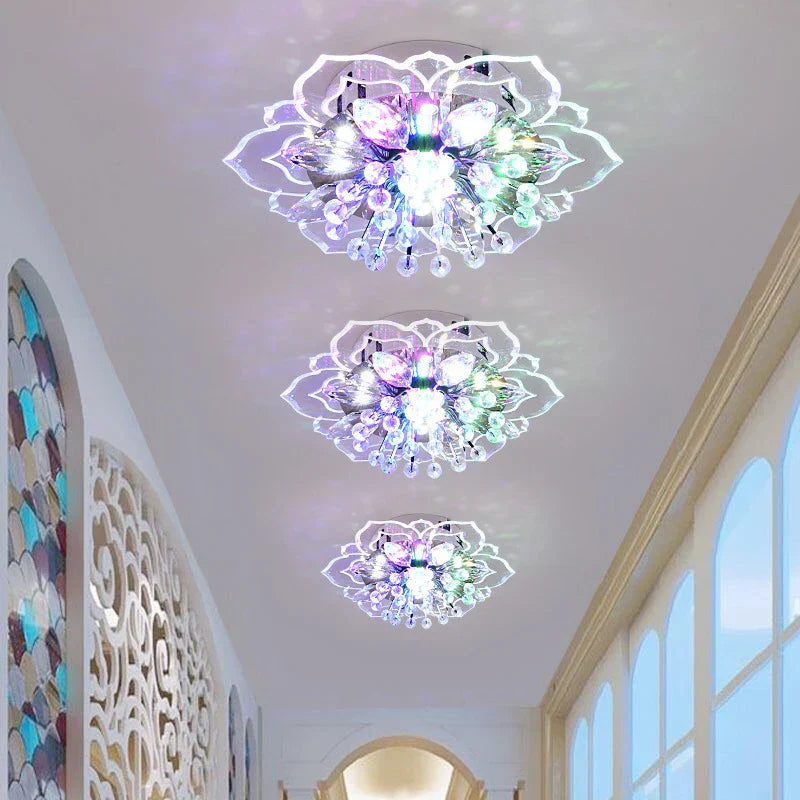 DecorBites™ Crystal Flowers Chandelier Ceiling Light Fixture for Living Room, Colorful Indoor Decoration