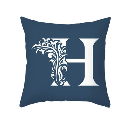 DecorBites™ Blue Letter Pillowcase Solid Color Fleece Sofa Cushion, 45x45CM