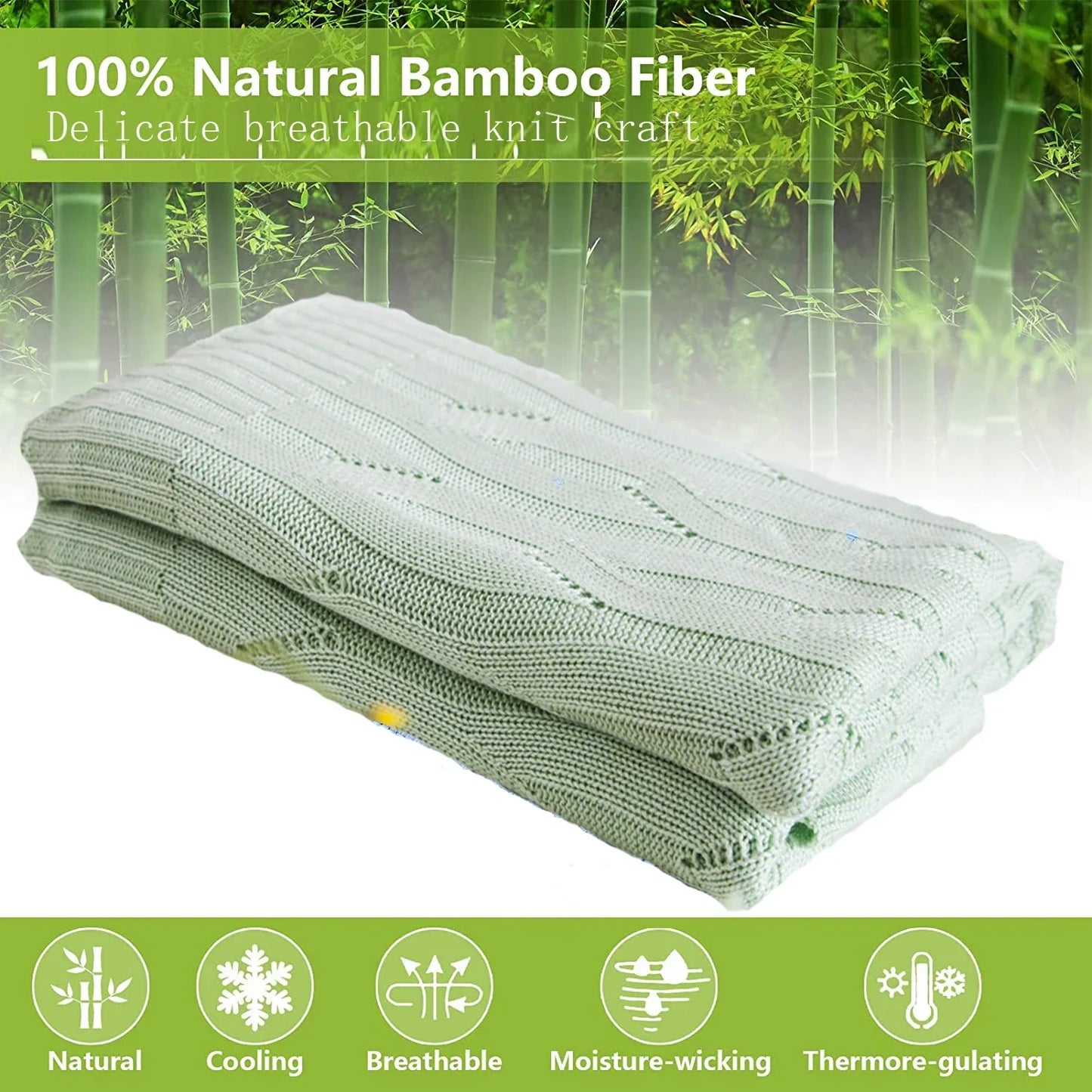 DecorBites™ Bamboo Knitted Cooling Blanket - Queen Size