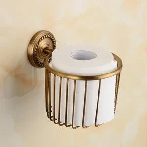 DecorBites™ Brass Bathroom Set: Robe Hook, Paper Holder, Towel Bar, Soap Basket.
