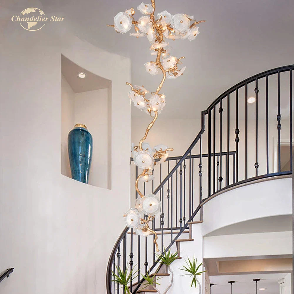 DecorBites™ Branch Glass Chandelier LED Lights for Living Room Dining Staircase Villa