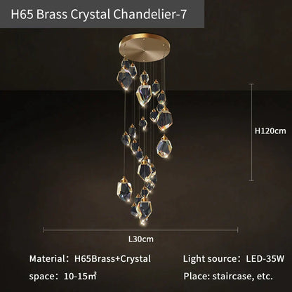 DecorBites™ Crystal Loft Chandelier for Villa Duplex, Large Pendant Lighting for Stairwell