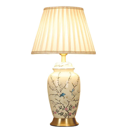 DecorBites™ Chinese Ceramic Table Lamp: Hand-Painted Retro Style for Living Room, Bedroom, or Villa