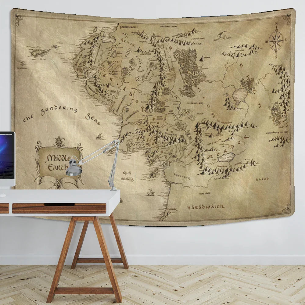 Decobites Antique Pirate Treasure Map Tapestry Wall Hanging Hippie Boho Decor