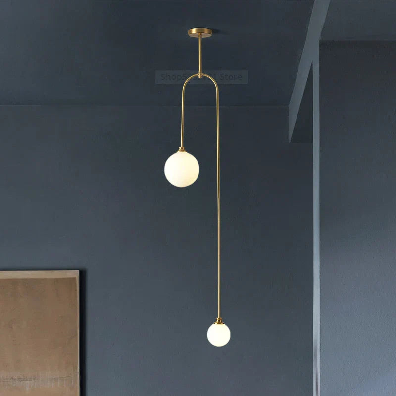 DecorBites™ Glass Ball Pendant Lights with U-Shaped Metal Rod - Nordic Modern Design