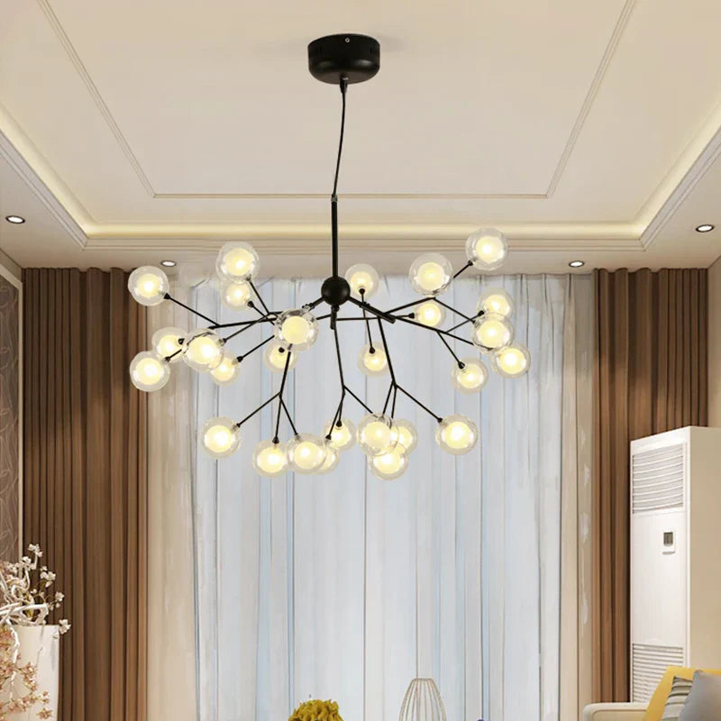 ثريا DecorBites™‎ LED على شكل كرة زجاجية على شكل يراعة شجرة بإضاءة صناعية سوداء