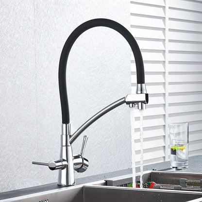 Decorbites™ Zweispülfilter-Mischbatterie mit 360° Drehung für Wasserreinigung Küchenarmatur