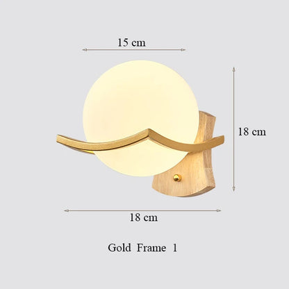 DecorBites™ Japanese Moon Wood Wall Lamp - Minimalist Design - LED Sconce Lights