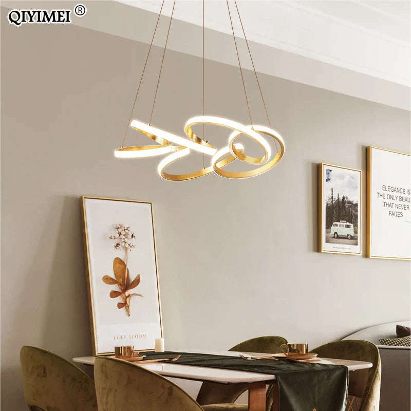 Lámparas colgantes LED chapadas en oro DecorBites™ para iluminación de comedor, cocina, dormitorio o estudio.