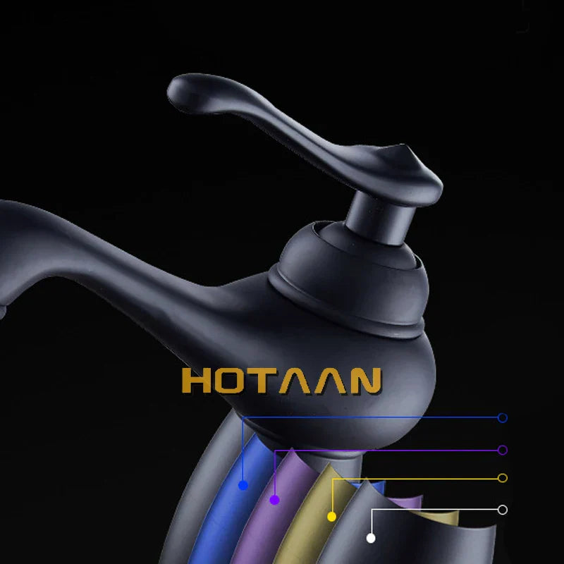 DecorBites™ Black Brass Bathroom Basin Faucet with Ceramic Mixer Tap