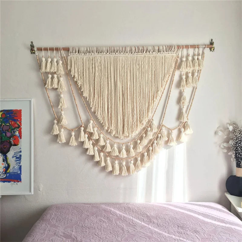 Decobites Macrame Wall Hanging Tapestry Hand-woven Tassel Geometric Boho Decor