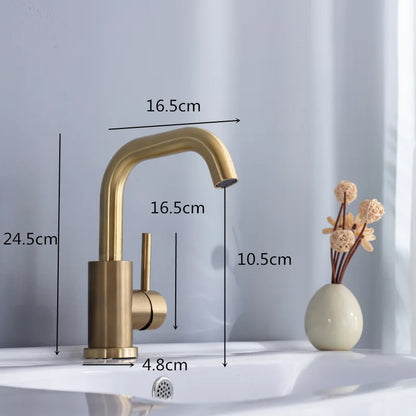 Bathroom Faucet  Brushed Gold Bathroom Basin Faucet Cold And Hot Sink Mixer Sink Tap Single Handle Deck Mounted Water Tap