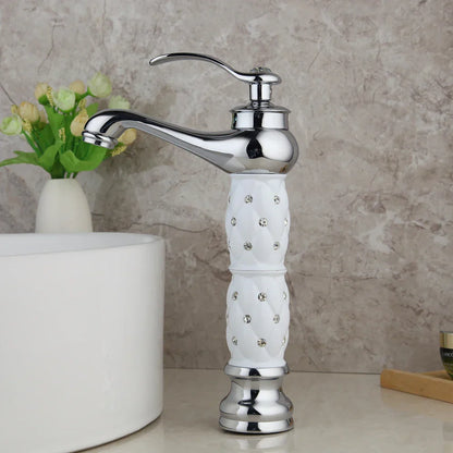 DecorBites™ Golden Plated Bathroom Basin Faucet High Short Style Single Handle Sink Mixer Tap