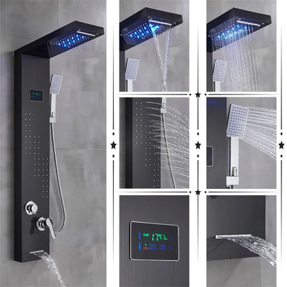 DecorBites™ LED Rainfall Shower Panel Set with Temperature Screen and Hand Sprayer