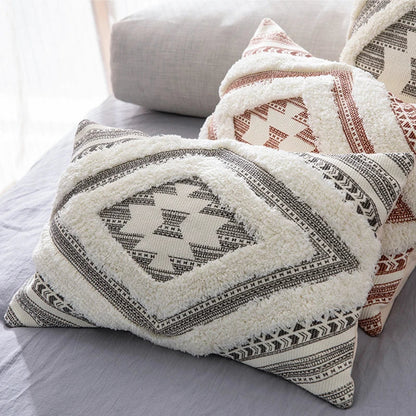 DecorBites™ Boho Style Cotton Woven Cushion Cover in Coffee Black, 45x45cm/30x50cm