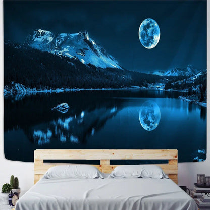 Decobites Psychedelic Moonlight Night View Tapestry Wall Hanging for Home Decor