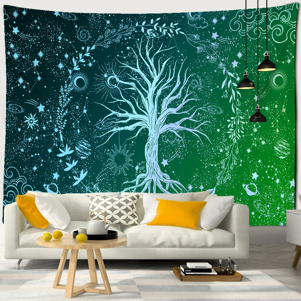 Tree Of Life Tapestry Wall Hanging Nature Landscape Aesthetic Room Decor by Decobites