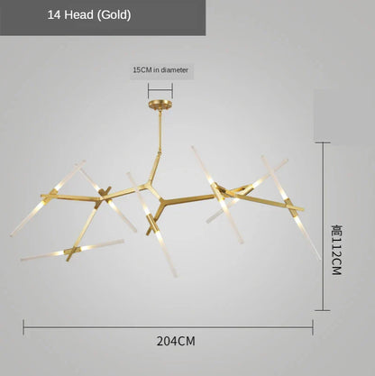 DecorBites™ Gold LED Chandelier: Modern Nordic Lighting Fixture for Indoor Decor.