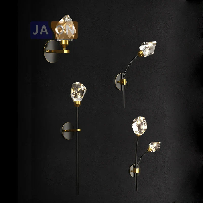 DecorBites™ Crystal LED Wall Sconce for Bedroom Corridor - Designer Black Gold Wall Light