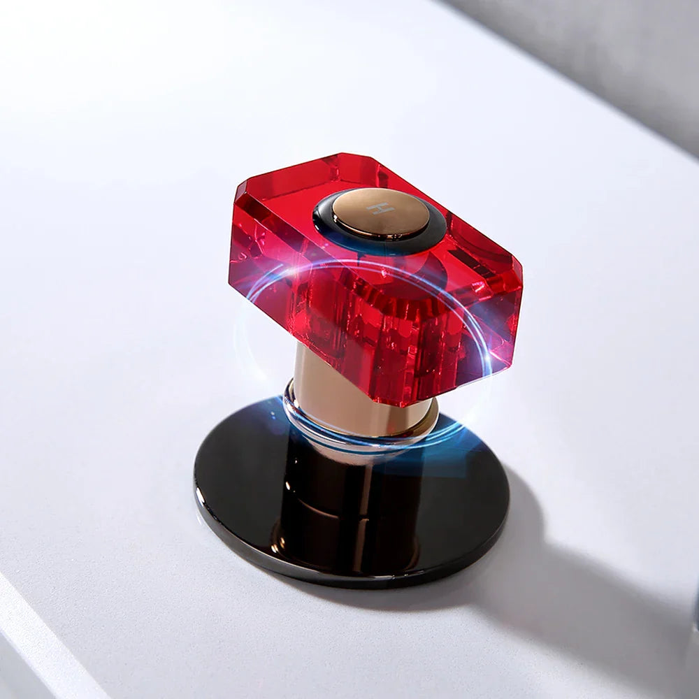 DecorBites™ Gray Brass Basin Faucets, Deck Mounted Double Handle Bathroom Sink Tap