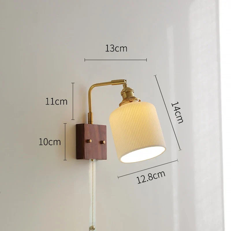 Lámpara de pared LED con bola de cerámica DecorBites™ con interruptor de cadena para sala de estar
