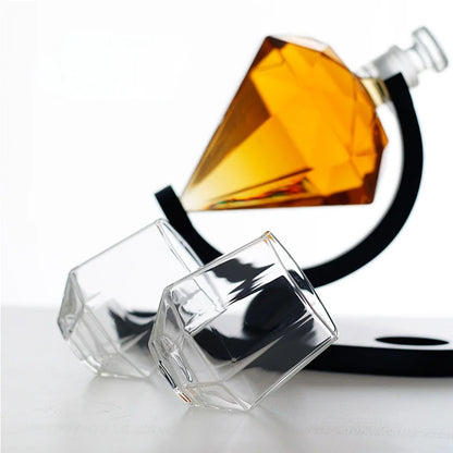 DecorBites™ Globe Whiskey Decanter Set with Crystal Glasses - Lead-Free Hand-Blown Whisky Carafe