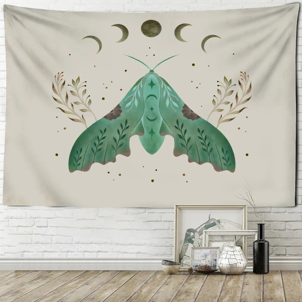 Decobites Psychedelic Butterfly Tapestry Wall Mount Moon Hippie Decor