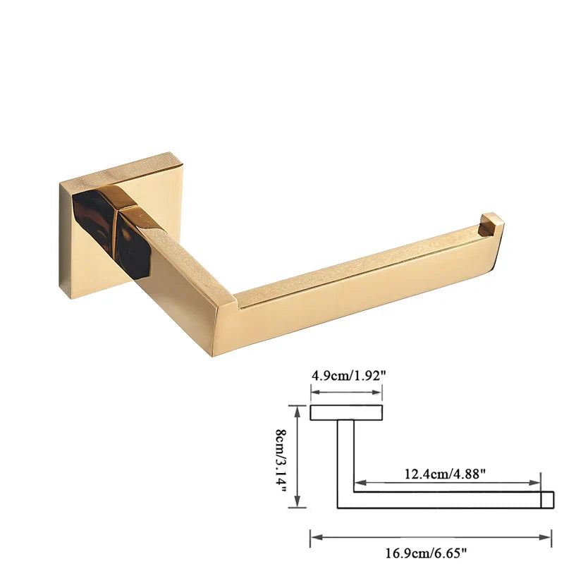 DecorBites™ Gold Bathroom Hardware Set: Hook, Towel Rail, Bar, Shelf, Tissue Holder & More