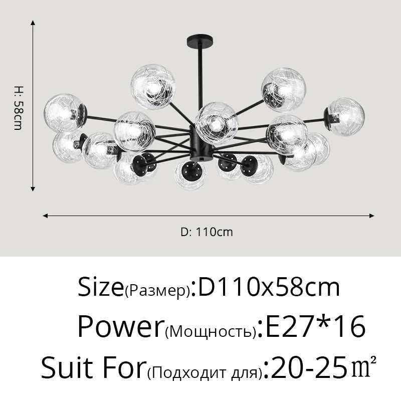 DecorBites™ Glass LED Chandeliers: Modern Dining Room Bedroom Living Room Pendant Lights