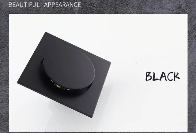 DecorBites™ Brass Shower Floor Drain Black/Chrome Square Cover Grate Waste