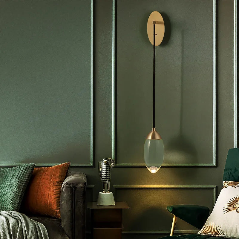 Aplique de pared LED de cristal DecorBites™: Iluminación nórdica moderna y lujosa para el hogar, ideal para dormitorio, escaleras o mesilla de noche.