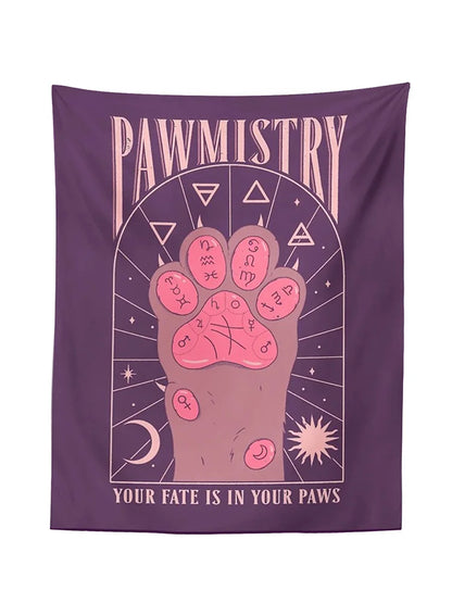 Decobites Tarot Cat Paws Tapestry: Witchcraft Bohemian Style Decoration for Home, Dorm Room