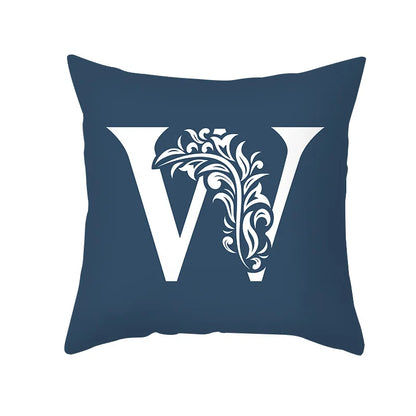 DecorBites™ Blue Letter Pillowcase Solid Color Fleece Sofa Cushion, 45x45CM