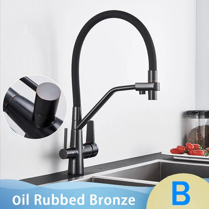DecorBites™ Black 2-in-1 Pull Down Kitchen Faucet with Filtered Water