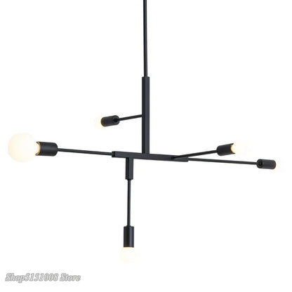 Lámpara colgante DecorBites™ estilo cruz de 5 luces en acabado dorado y negro para decoración moderna del hogar.