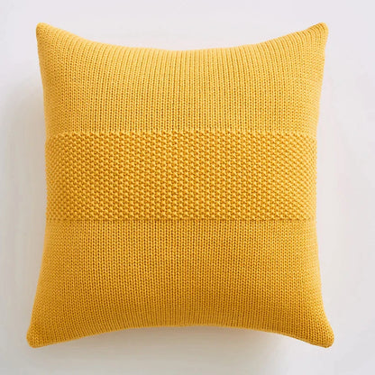 DecorBites™ Knit Cushion Cover 45x45cm Solid Cotton Pillow Pink Ivory Grey Cream