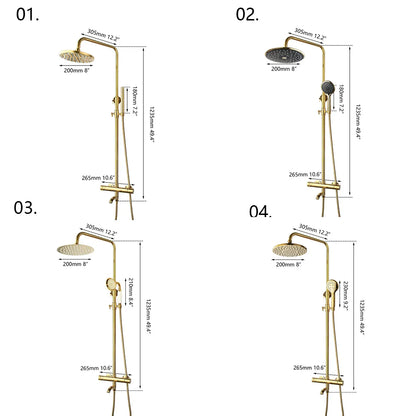 DecorBites™ Gold Plated Thermostatic Shower Faucet Set with 8" Rainfall Head
