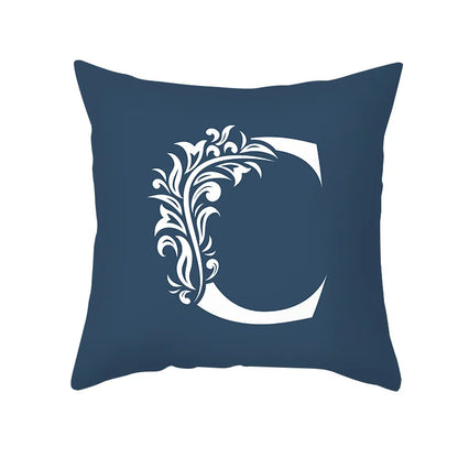 DecorBites™ Blue Letter Pillowcase Solid Color Fleece Sofa Cushion, 45x45CM
