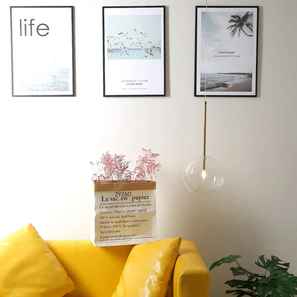 Lámparas colgantes de bola de vidrio dorado Decorbites™ para comedor y cocina