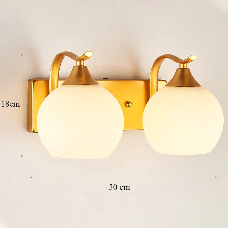 DecorBites™ Glass Shade Gold Wall Lamp for Bedroom Loft Design, Up Down Iron LED Wall Lights