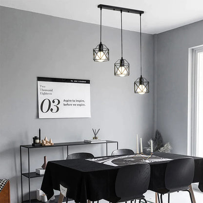 Lámpara colgante LED retro con marco de hierro DecorBites™ para cocina, comedor y sala de estar