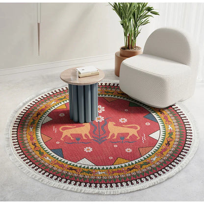 DecorBites™ Bohemian Ethnic Round Area Rug for Bedroom and Balcony Floor – Christmas New Year Gift