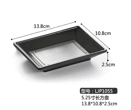 طقم أطباق وأطباق صلصة غمس بلاستيكية من الميلامين الأسود من DecorBites™ - عبوة من 4 قطع