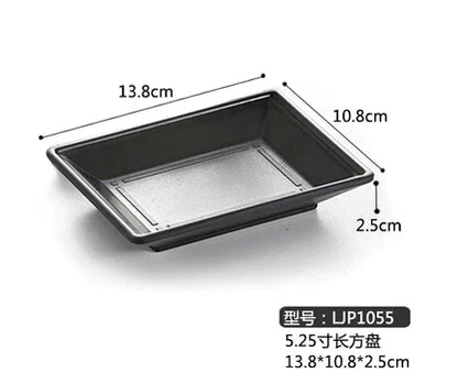 طقم أطباق وأطباق صلصة غمس بلاستيكية من الميلامين الأسود من DecorBites™ - عبوة من 4 قطع