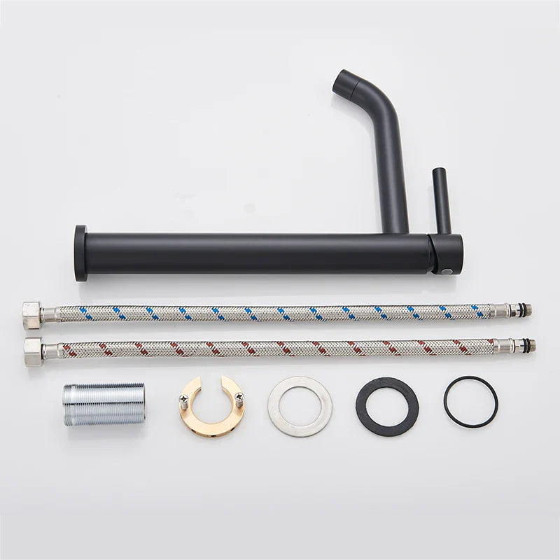 Grifo mezclador para lavabo DecorBites™ negro de montaje en cubierta | Grifo de agua fría y caliente para lavabo de baño